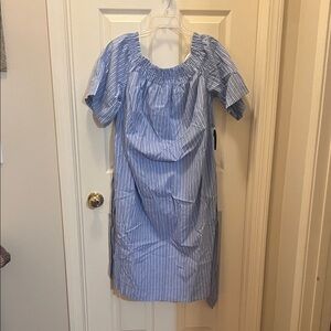 Eloquii Blue Striped Casual Dress